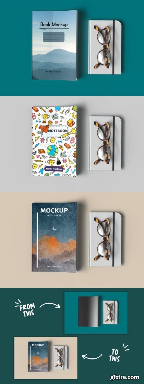 Top View Book Cover Mockup PSD