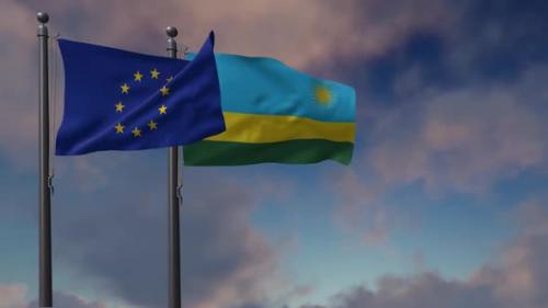 Videohive - Rwanda Flag Waving Along With The European Union Flag - 2K - 42954820
