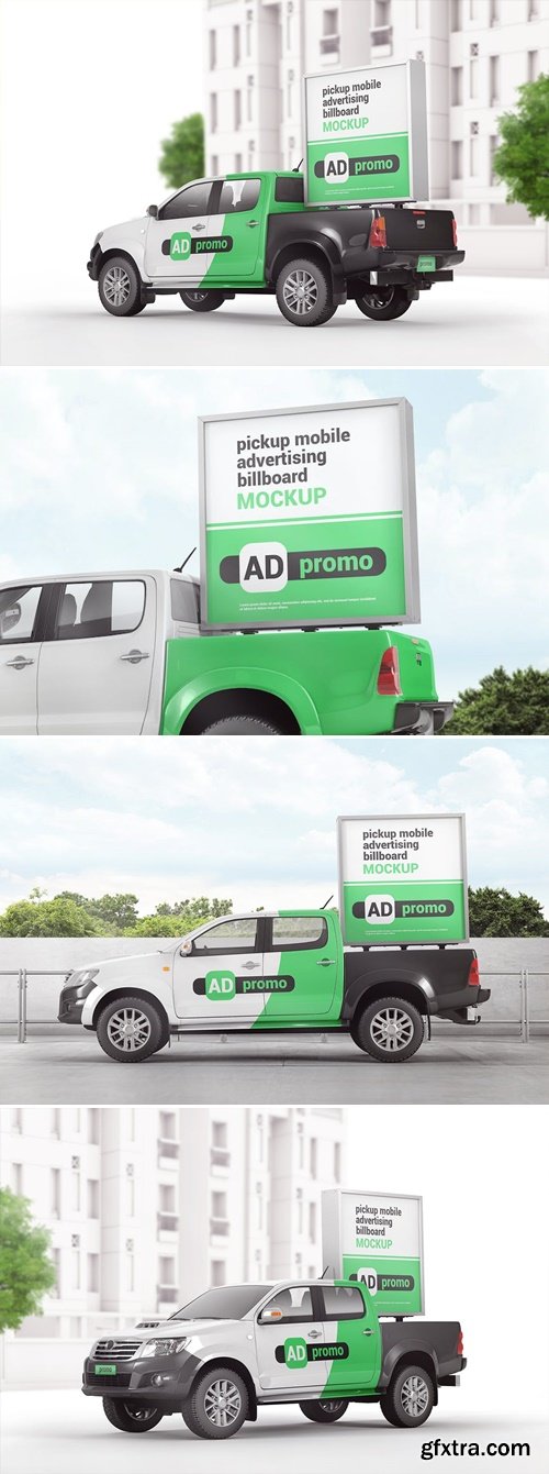 Pickup Mobile Advertising Billboard Mockup Q6KRPAN