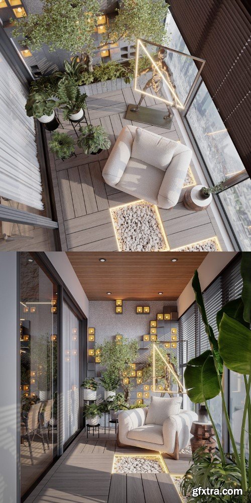 3D Balcony Exterior Scene by Mai