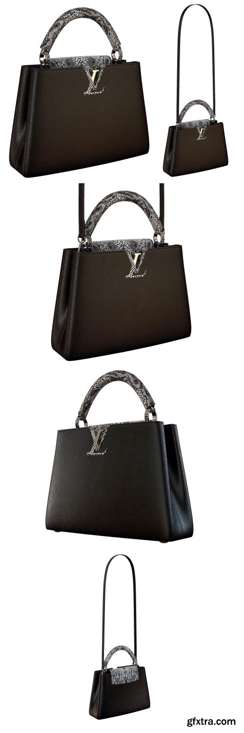 Louis Vuitton bag Capucines BlackWhite Snake Leather 3D model