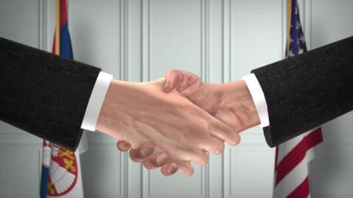 Videohive - Serbia and USA Partnership Business Deal. National Government Flags. Official Diplomacy Handshake - 42945338