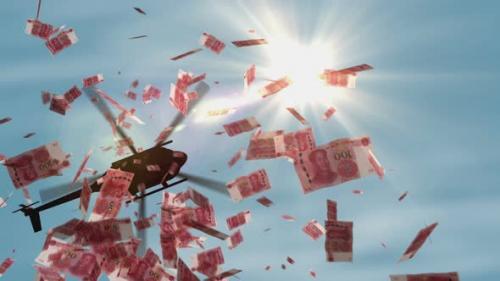 Videohive - Chinese yuan Renminbi 100 banknotes helicopter money dropping - 42947212