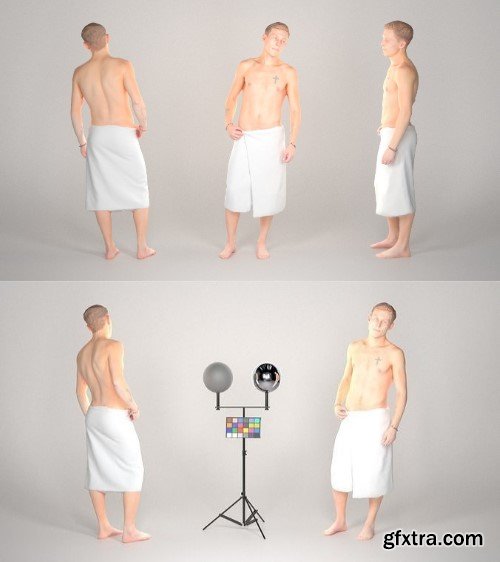 Handsome man wrapped in white towel 25 Low-poly 3D model