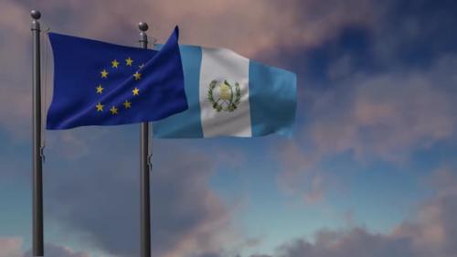 Videohive - Guatemala Flag Waving Along With The European Union Flag - 2K - 42933035