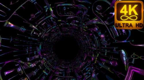 Videohive - Moving inside a trippy colorful historical tunnel with ancient wallpaintings 3D pharaoh psychedelic - 42945156