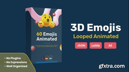 Videohive 3D Animated Emojis with Looping animations , Json and Lottie files included 41344451