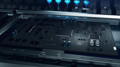 Videohive - production of microelectronics system chips using manipulators on a conveyor line. - 42974630