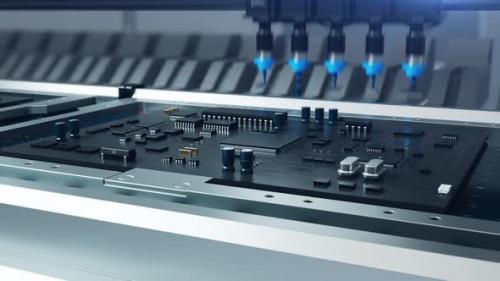 Videohive - Production of electronics Microcircuits and Chips . robot assembles system boards. Loop Animation - 42974634