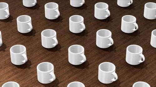 Videohive - White Plastic Cups on the Wood Table - 42976510
