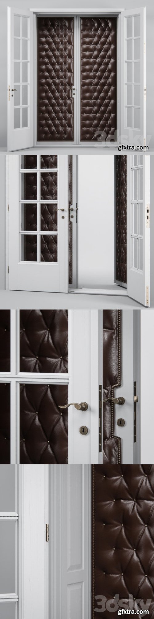 Double Leather Tufted Glass Doors