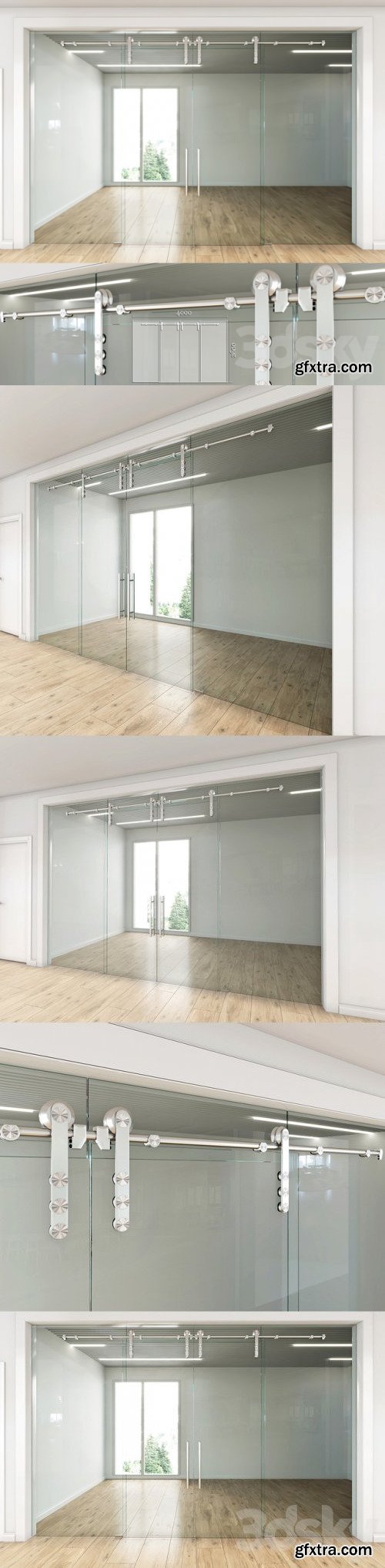 Glass partition with sliding doors - 4