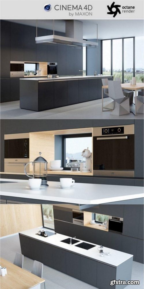 Octane – C4D Minimalist Kitchen Interior Scene