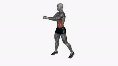 Videohive - Diagonal Chop Left fitness exercise workout animation video male muscle highlight 4K 60 fps - 43015170