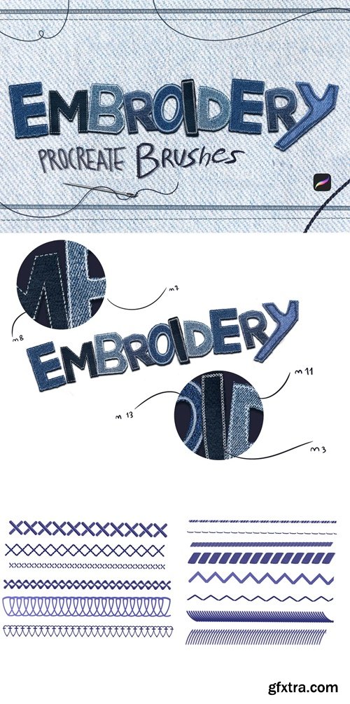 10 Embroidery Brushes Procreate 8MXB3V5
