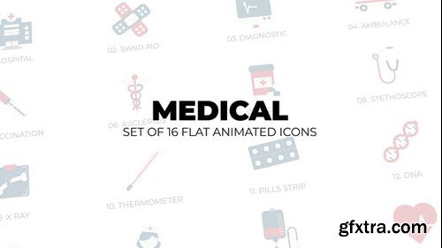 Videohive Medical - Set of 16 Animation Icons 43085922