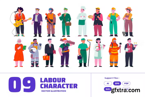 Profession Job Worker Labour Day Character Set