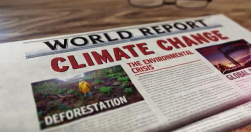 Videohive - Climate change and environmental crisis newspaper on table - 43043104