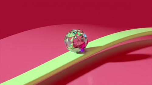 Videohive - A Loopable 3d Render Animation of Ball Sliding Diamond Red and Yellow Wave Surface - 43088539
