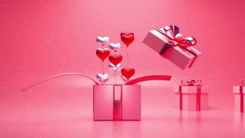 Videohive - Happy Valentines Day Love Gift Heart Romance Suprise Loop Background Without Title - 43093571