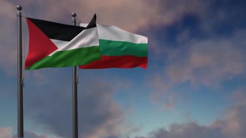 Videohive - Bulgaria Flag Waving Along With The Palestine Flag - 4K - 43108709
