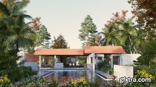 Sketchup Exterior Pool House by Dung Huy