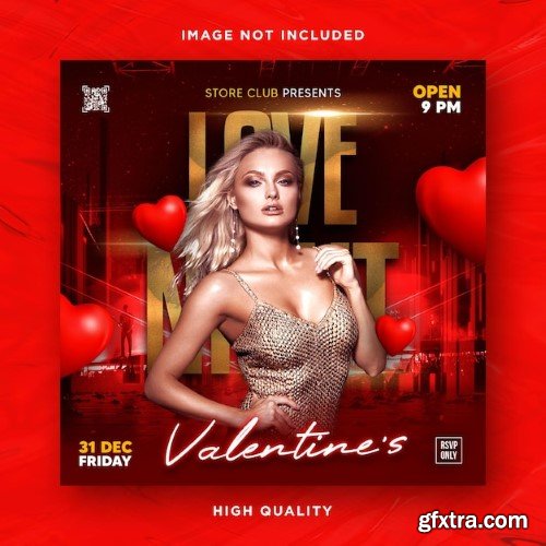 Valentines night party celebration flyer template design