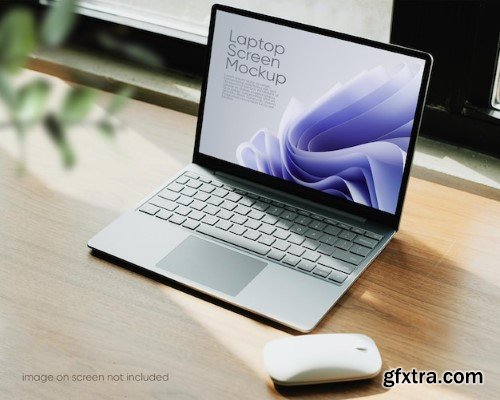 Laptop screen mockup with window and light background