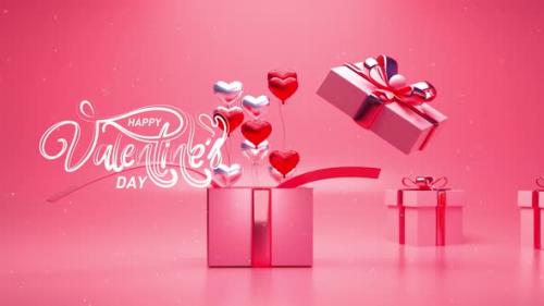 Videohive - Happy Valentines Day Love Gift Heart Romance Suprise Loop Background Red - 43093569