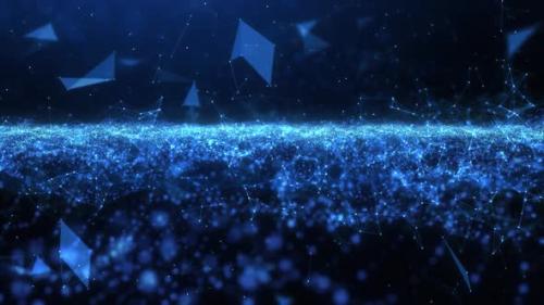 Videohive - Futuristic motion background with form wave and plexus object in slow motion - 43103875