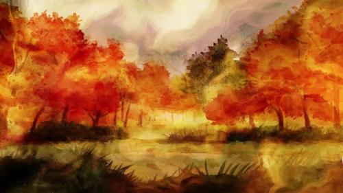 Videohive - Abstract Autumn Watercolor Ink Background Loop 4k - 43106945