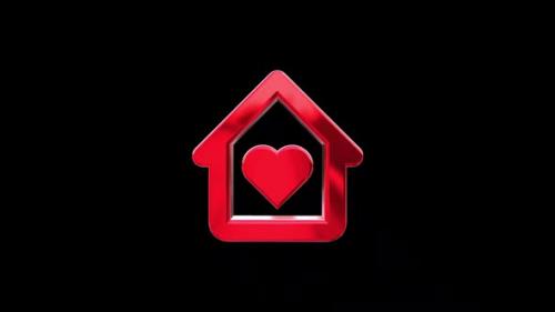 Videohive - 3D Red Home Heart Icon - 43157594