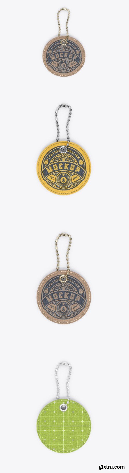 Leather medallion With Metallic Chain Mockup
