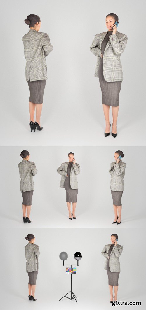 Business woman talking on a smartphone 193 Low-poly 3D model
