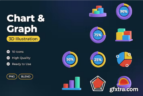 Chart & Graph 3D Icons