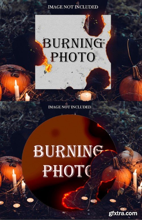Burning photo mockup