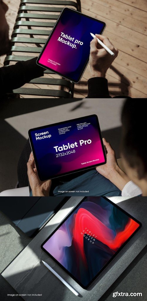 Tablet on hand with screen mockup