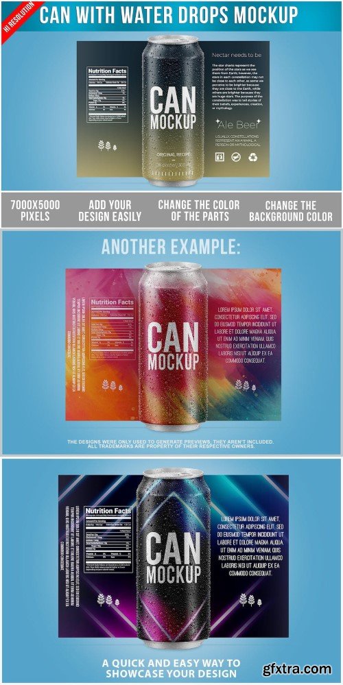 Can With Water Drops Mockup 473 ml Template