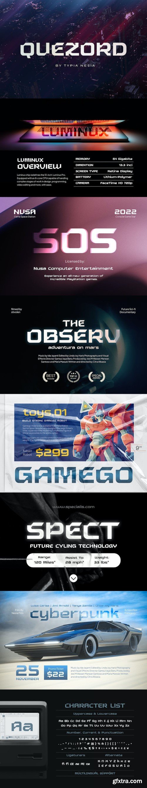 Quezord - Techno Futuristic / Sci-fi Game Font