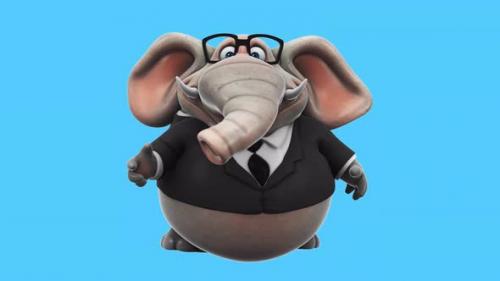 Videohive - Fun Elephant with a suit talking (alpha channel included) - 43255175