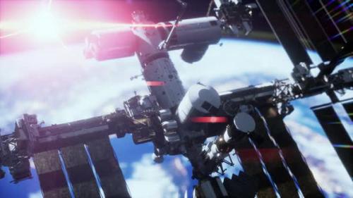 Videohive - International Space Station in Outer Space Over the Planet Earth Orbit - 43264091