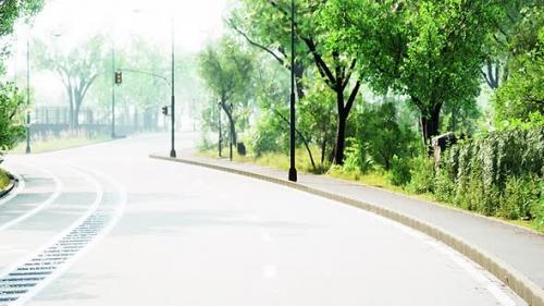 Videohive - Empty Asphalt Road and Beautiful View of Cityscape on Sunny Day - 43264173