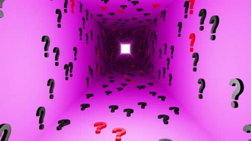 Videohive - Question marks symbols tunnel icon purple background 3d render. Digital cyberspace questions - 43189827