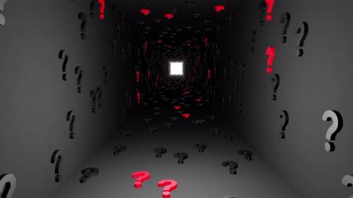 Videohive - Question marks symbols tunnel icon black background 3d render. Digital cyberspace questions - 43189828