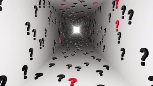 Videohive - Question marks symbols tunnel icon white background 3d render. Digital cyberspace questions - 43189831