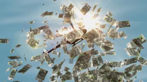 Videohive - Polish Zloty PLN 100 banknotes helicopter money dropping - 43195005