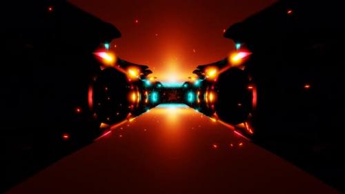Videohive - beautiful space reflection sci-fi tunnel with flying fire particles 3d vj loop - 43204982