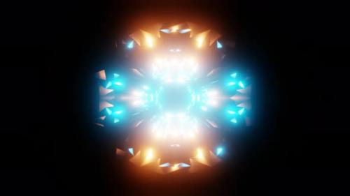 Videohive - tunnel with orange blue flashes and glowing lights vj loop - 43205062