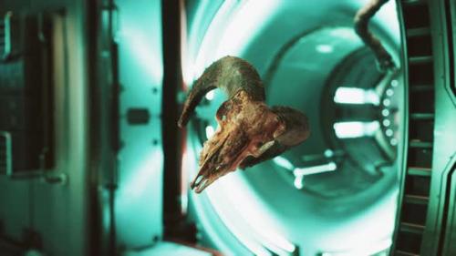 Videohive - Skull of Dead Ram in International Space Station - 43220607