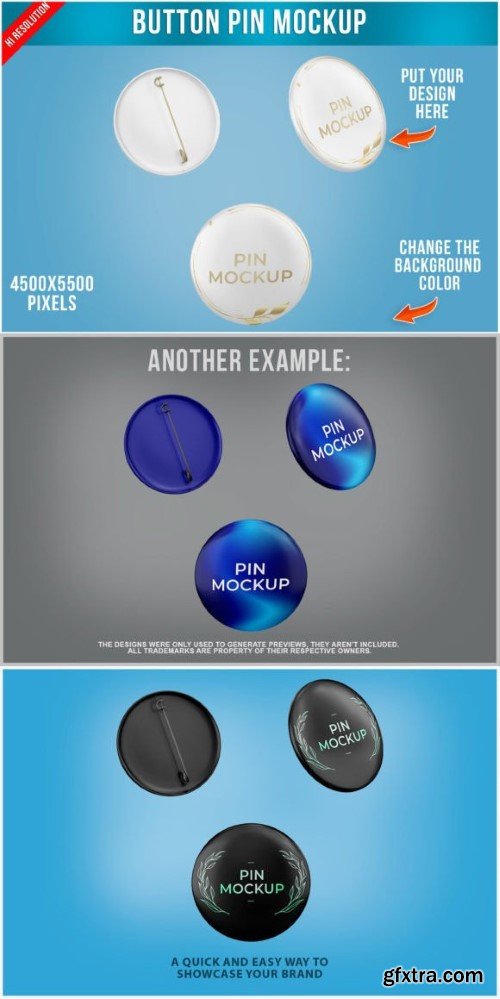 Metallic Button Pin Mockup
